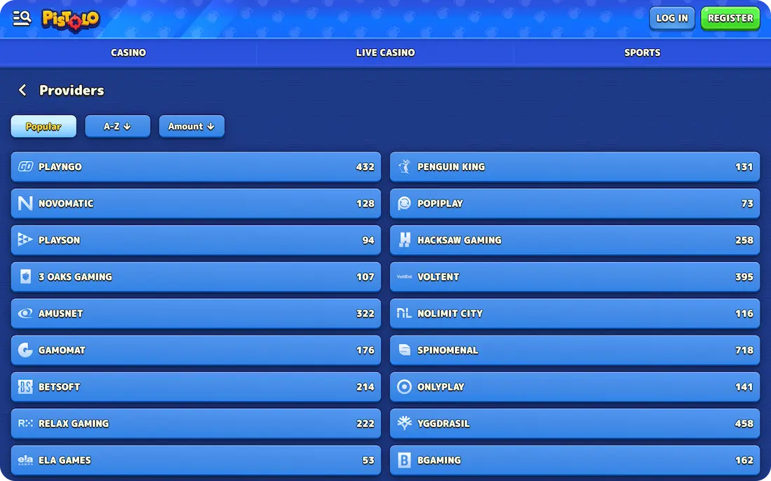 pistolo casino software providers