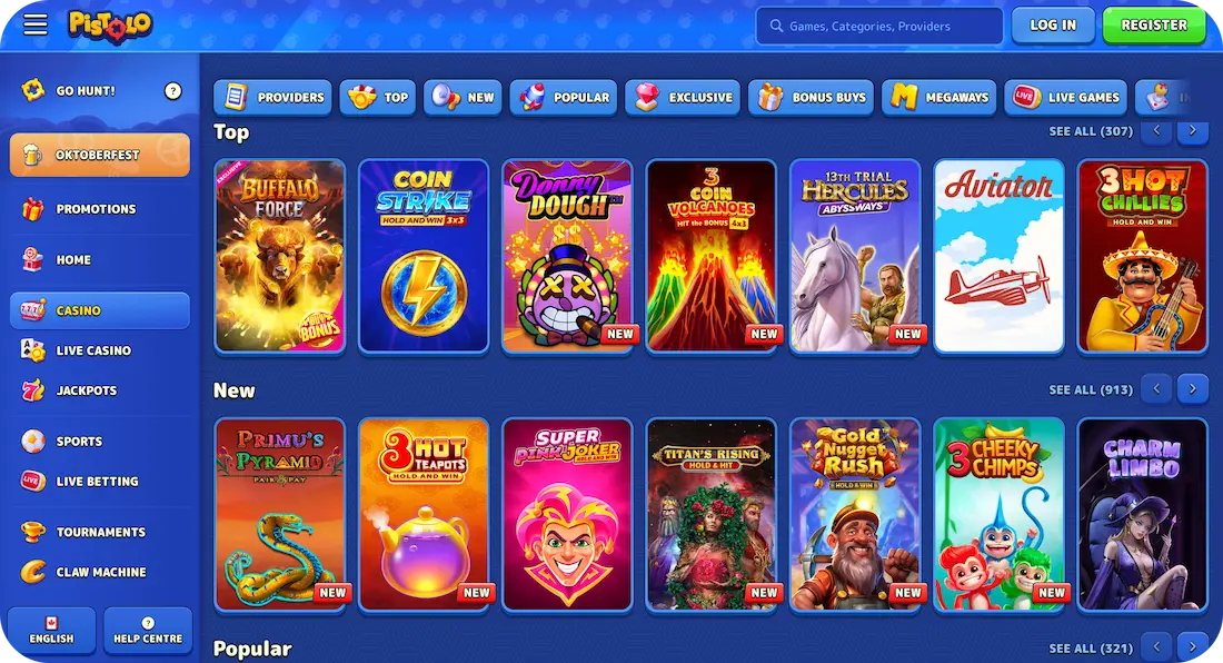 pistolo casino games