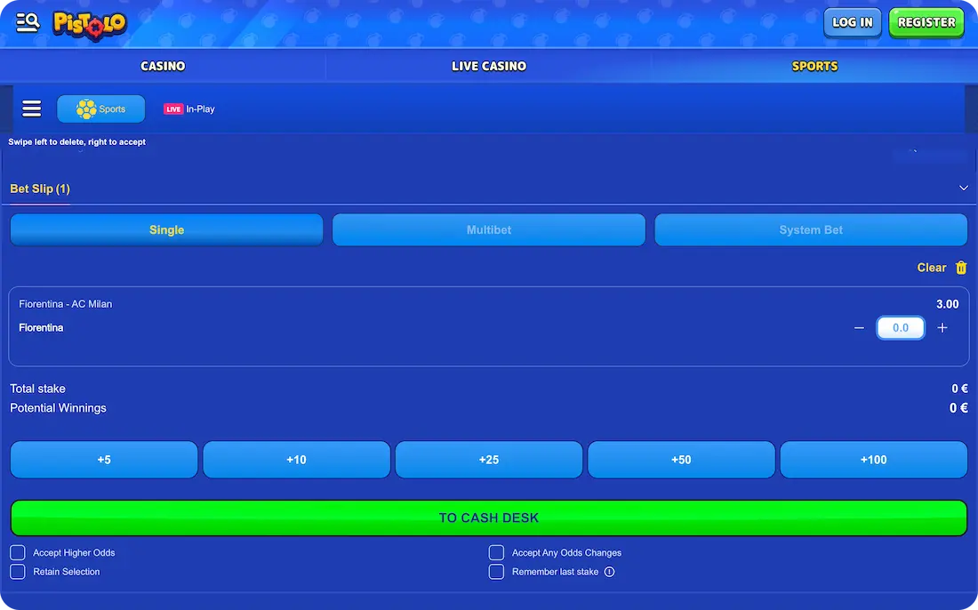 make bets at pistolo