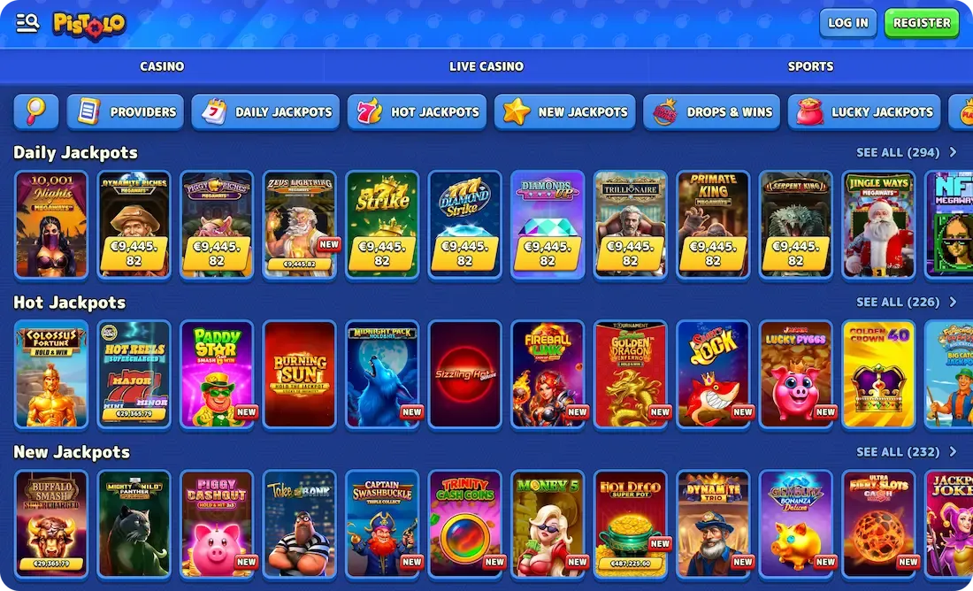 pistolo casino jackpot games