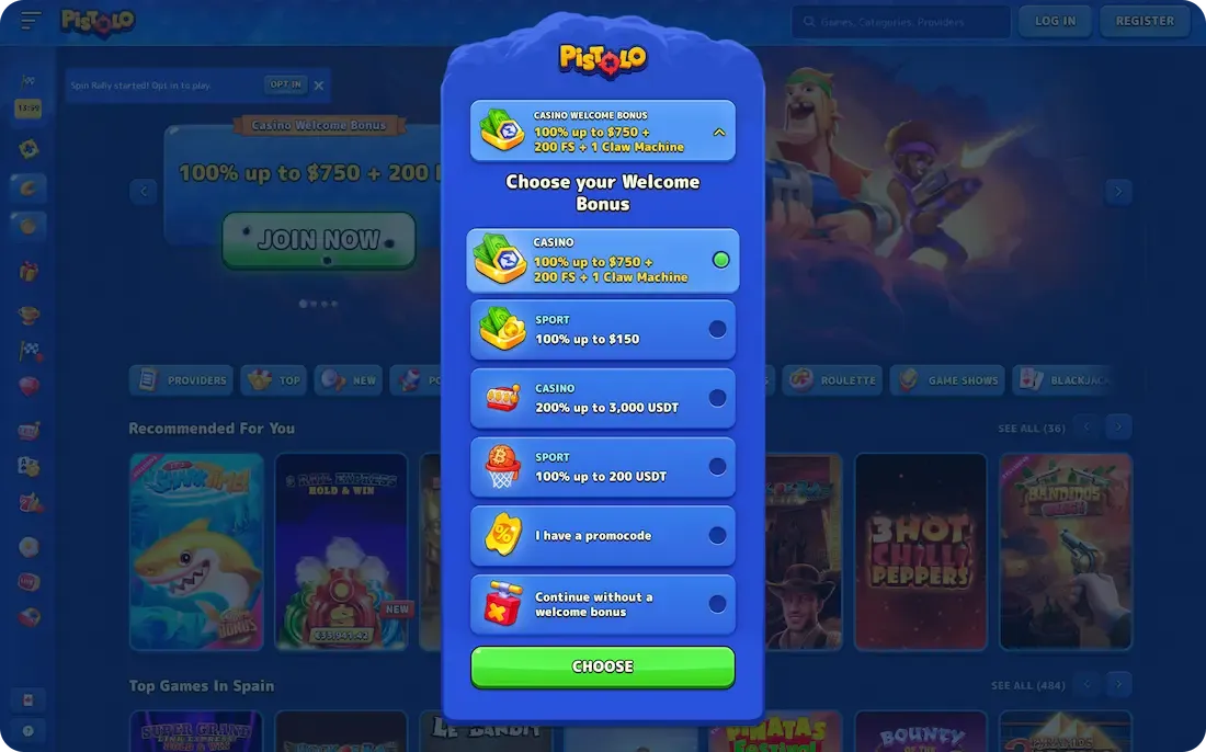 pistolo casino welcome bonus